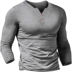 【新品✨️】メンズ トップス ポロシャツ Tシャツ 長袖 XL グレー トップス