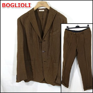 【定番】ボリオリ　春夏　リネンスーツ　K.JACKET　BOGLIOLI　サイズ５０（ＸＬ相当）　茶