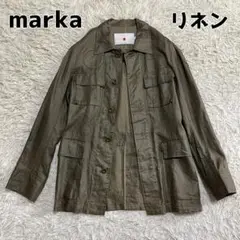 marka　ミリタリーシャツジャケット　カーキ　リネン