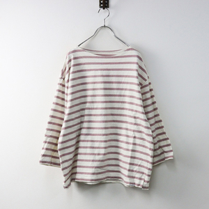 ネストローブ nest Robe UpcycleLino BASIC カベ撚りボーダービッグTシャツ 1/ピンク カットソー 綿麻 ワイド【2400014170009】