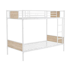 【新品】二段ベッド シングルベッド パイプベッド シングル 木 収納 北欧風 子供部屋 スチール 耐震 ベッド SDG E959