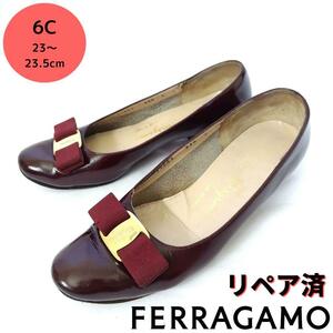 フェラガモ【Ferragamo】ヴァラ エナメル パンプス ボルドー