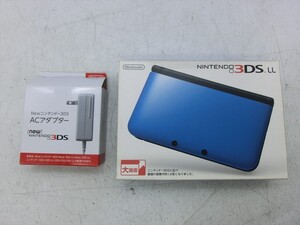 【IJ47-51】【60サイズ】▲ニンテンドー 3DS LL 本体 ブルー×ブラック/ACアダプター付/通電可/ジャンク扱い/※傷・汚れ有