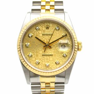 ロレックス デイトジャスト 10Pダイヤ L番 ブランドオフ ROLEX K18（イエローゴールド） 腕時計 K18/SS 中古 メンズ