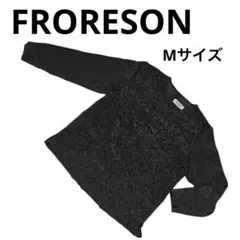 さN336 FRORESON ドット ブラウス トップス 黒 M 長袖 水玉