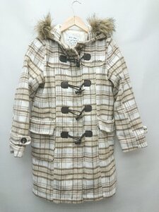 ◇ PINK-latte キッズ 子供服 2WAY フェイクファー チェック 長袖 コート サイズS/160 ブラウン ホワイト レディース P