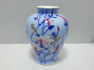 ☆有田焼 深川製 色絵 花鳥図 大花瓶 《高さ:約31.5cm　胴径:約22.5cm》 花器 花入 茶道具 本体のみ☆