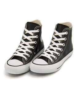 コンバース 22.5cm レザー オールスター ハイ 税込定価10450円 ブラック CONVERSE LEATHER ALL STAR HI レディーススニーカー 黒 天然皮革