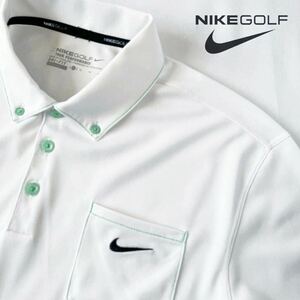 ナイキ ゴルフ NIKE GOLF ボタンダウン DRY-FIT 吸汗速乾 ポロシャツ XL ホワイト グリーン ブラック 半袖 ツアーパフォーマンス シャツ