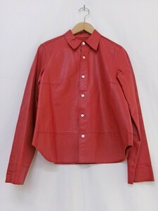 tricot COMME des GARCONS トリコ コムデギャルソン レザーシャツ M TC-B012 AD2021レッド 牛革 Leather shirt