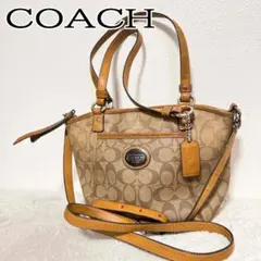 美品✨COACH コーチショルダーバッグハンドバッグブラウン茶シグネチャー総柄