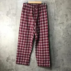 Y2736古着　チェックパンツ　パジャマパンツ　赤　黒　白　90s Y2K