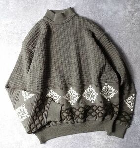 LAUTREAMONT MEN ロートレアモン ハイネック ニット セーター 3D 編み柄 ウール100% ゆるだぼ メンズ 大きめサイズ (FREE)　 ●S-877