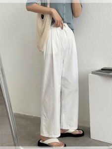 ロングパンツ 大きいサイズ ストレート 新品 スリム ワイドパンツ レディース 2XL ベージュ