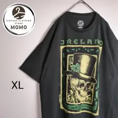 Tシャツ XL スカル ガイコツ Y2K 大きめ プリント ゆるダボ 黒 古着