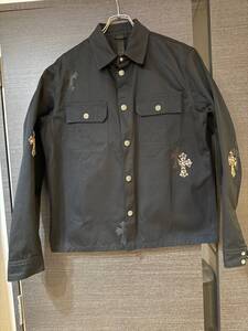 クロムハーツ Chrome Hearts 自身購入品 美品 WORK DOG ワークドッグ クロスパッチ付き クロスボールボタン デニムジャケット ブラック