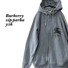 Burberryバーバリージップパーカーy2k当時物ビッグロゴグレーMロンドン