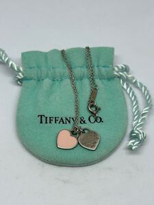 1円〜 TIFFANY & Co シルバー925 ダブルハート ネックレス ティファニー シルバー Tiffany ネックレス ピンク ハート 売り切り