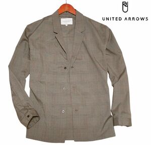 新品! ユナイテッドアローズ チェック柄 ラペル シャツ ジャケット モカ (L) ☆ UNITED ARROWS メンズ テーラード 春物 ブラウン 茶 ★