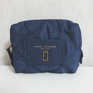 新品同様 MARC JACOBS マークジェイコブス ナイロンキルティングバニティバッグ ポーチ ネイビー ◆