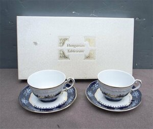 Hungarian Tableware　ハンガリー　ゾルナイ　デミタスカップ＆ソーサー　ペア　未使用　長期保管品