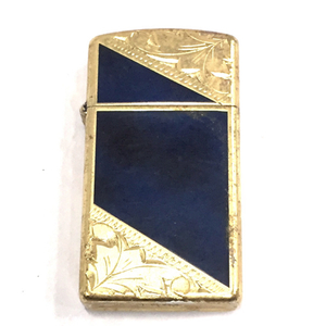 ジッポ オイル ライター ゴールドカラー×ネイビー系 高さ約5.5㎝ 火花あり 喫煙具 喫煙グッズ ZIPPO QG014-20