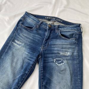 【US6】AMERICAN EAGLE JEGGING デニム ジーンズ アメリカンイーグル ジェギング ストレッチ パンツ スキニー ユーズド加工