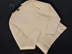 MEN’S MELROSE メンズメルローズ ウール100% リブ ニット セーター size4/アイボリー ◇■ ☆ eib7 メンズ