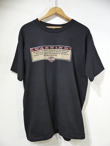 DEAD STOCK デッド USA製 90s ビンテージ HARLEY DAVIDSON OFFICIAL SHOP ハーレー中毒 Warning 両面 プリント Tシャツ L 80s スカル 3D