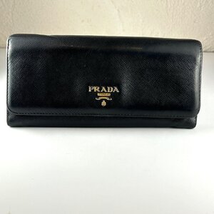 【77】PRADA プラダ サフィアーノレザー 二つ折り 長財布 ウォレット 小銭入れ 札入れ 現状品【併売中】