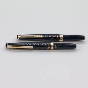 S7604/05□ PILOT パイロット Elite エリート 万年筆 ペン先 18K 14K 2本セット 750刻印 ブラック ゴールド 文房具 筆記具