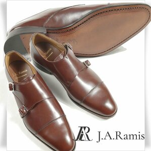 新品1円～★定価2.8万 J.A.Ramis ジェイ― エー ラミス スペイン発ブランド 牛革レザービジネスシューズ 25.0cmダブルモンク◆9213◆