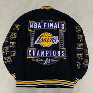 限定 【L】 NBA JHデザイン LA Lakers ロサンゼルス レイカーズ Champions ファイナルチャンピオン リバーシブル スタジャン USA正規品