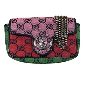 グッチ GUCCI ミニGGマーモントショルダー 476433 マルチカラー キャンバス/レザー ショルダーバッグ レディース 中古