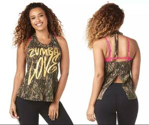 Zumba Love Halter Top -Army Green- ズンバウェア　ラブ　ハート柄迷彩　タンクトップ　グリーン