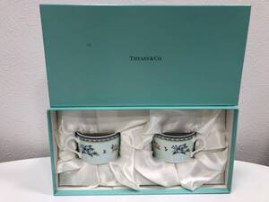 1628■TIFFANY&Co.　ティファニー　カップ＆ソーサー　花柄　陶器　食器　2個セット