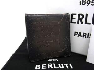 1円 ■美品■ Berluti ベルルッティ カリグラフィ レザー コインケース コインパース 小銭入れ メンズ ブラック系 FG4036