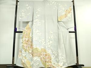 平和屋本店■極上　訪問着　駒刺繍　枝桜　吉祥花文　月白色地　金彩　三越扱い　逸品　未使用　DZAA2715kh5