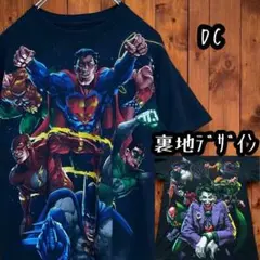 古着DCコミックスデカロゴアメコミTシャツ紺ネイビーS