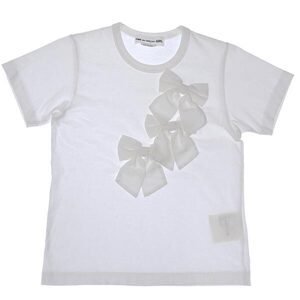 コムデギャルソン ガール COMME DES GARCONS GIRL コットン リボンカットソー レディース ホワイト sizeS NI-T008 AD2021 2021SS [Y03218]