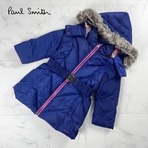 Paul Smith JUNIOR ポール・スミス キッズ 子供服 ファーフード付き ダウンジャケット 女の子 アウター 紺 ネイビー サイズ4a*NC459