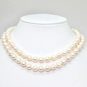 大珠!!＊アコヤ本真珠2連ネックレス＊j 約81.1g 約39.5cm 約8.5~9.0mm珠 あこや パール pearl necklace jewelry silver DH0/EA0