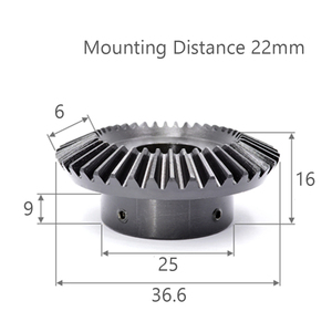 モジュール 1 歯数 36 穴径 12mm キー溝 4mm 速比 1:2 スチール ベベルギヤ 歯車