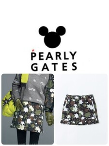 新品国内正規　PEARLY GATES2WAYストレッチ 総柄 ミニチェック 中綿スカート ＜ペインティング カモフラージュ＞　定価 ¥33,000