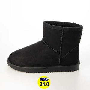 防寒ブーツ　ムートンブーツ　ショートブーツ　新品『22076-BLK-240』24.0cm　スウェード調　ファミリーサイズ
