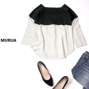 ☆☆ 美品 MURUA ムルーア ☆☆ ニット切替え とろみカットソー F 春 夏 22C02