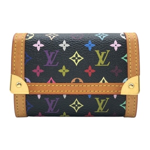 ルイ・ヴィトン LOUIS VUITTON ポルトモネ・プラ M92656 ノワール　GD金具 モノグラム・マルチカラー コインケース レディース 中古