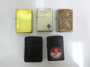 ZIPPOライター 5個セット まとめて 色々 ローリングストーンズ/C.H.Cross/レザーケース他 喫煙具 中古/USED