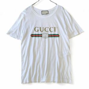 極美品/実寸XL◎GUCCI ウォッシュド オーバーサイズ Tシャツ シェリーライン インターロッキング グッチ ヴィンテージ ダメージ加工 メンズ