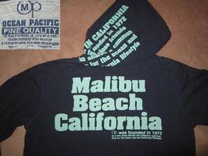 OP Malibu Beach California マリブ ビーチ カリフォルニア サーマル調 薄手パーカー 紺/水色 M サーフィン サーファー サーフ SURF